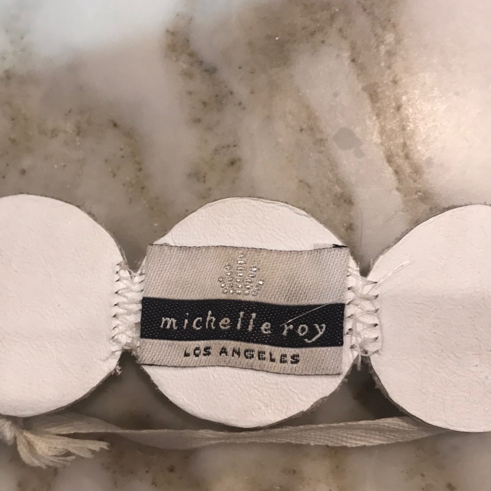 White leather/ crystal bracelet or choker - Picture 4 of 4